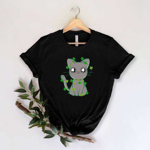 St Patrick's Cat Shirt, Happy St Patrick's Day Shirt, Lucky Shirt, Cat Shirt - Picture 1 of 2